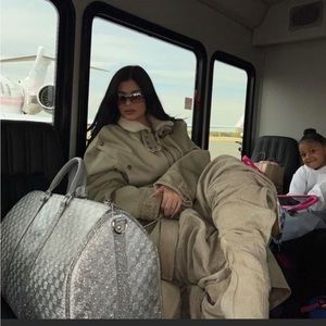 Louis Vuitton Keepall Bandouliere 50 Silver Glitter Damier Weekend Travel Bag